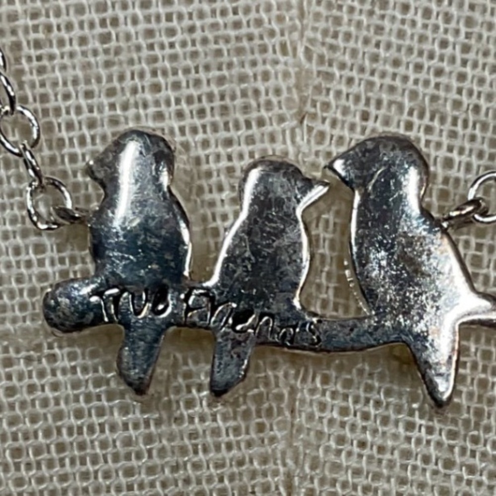 True Friends Silver Cable Chain Three Birds On Branch Pendant Charm Necklace OS‎